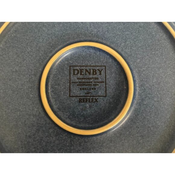 DENBY Reflex Luncheon/Salad Plates White on Blue 9” England Set of 4 Plates - Picture 4 of 4